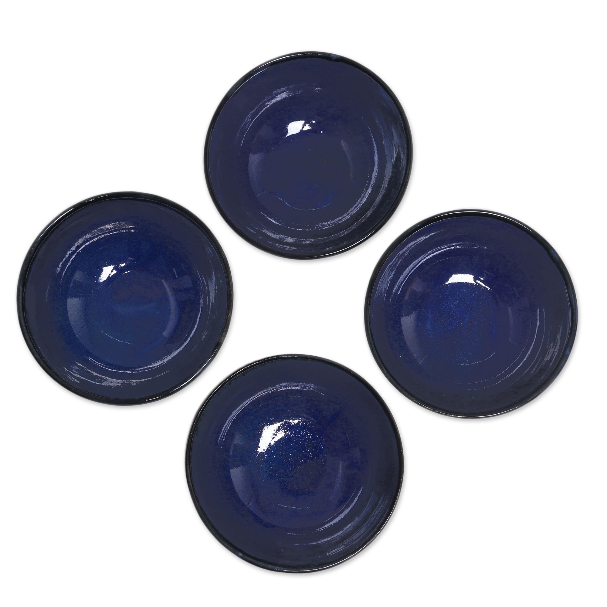 Blue Ceramic Dessert Bowls (Set of 4) from Bali Blue Delicious NOVICA