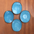 Cuencos de cerámica, (juego de 4) - Cuencos de cerámica hechos a mano en azul de Indonesia (juego de 4)