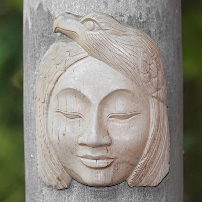 Wood mask, 'Eagle Woman' - Hibiscus Wood Mask of an Eagle Woman from Bali