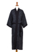 Cotton robe, 'Night Bamboo' - Bamboo Motif Cotton Robe in Grey from Bali (image 2a) thumbail