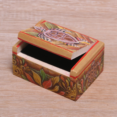 Mini joyero de madera - Joyero pequeño de madera con diseño de tortuga de Bali