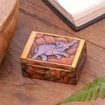 Wood mini jewelry box, 'Sumatran Elephant' - Elephant-Themed Wood Mini Jewelry Box from Bali