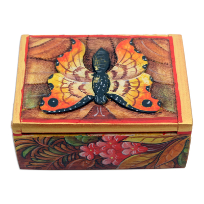 Mini joyero de madera - Mini Joyero Pintado a Mano con Motivo de Mariposa