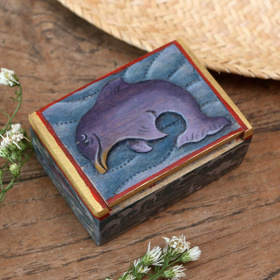Wood mini jewelry box, Lovina Dolphin