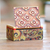 Mini-Schmuckkästchen aus Holz, 'Floral Array'. - Handgefertigte Mini-Schmuckdose mit Blumenmotiv