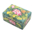 Wood mini jewelry box, 'Lily Pond' - Handcrafted Mini Jewelry Box with Floral Motif (image 2a) thumbail