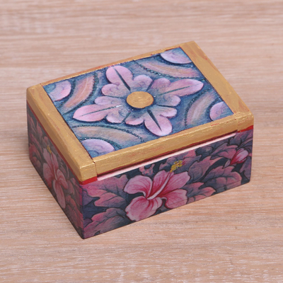 Wood mini jewelry box, Floral Delicacy