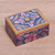Wood mini jewelry box, 'Floral Delicacy' - Hand Painted Mini Jewelry Box with Floral Motifs (image 2) thumbail