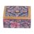 Wood mini Jewellery box, 'Floral Delicacy' - Hand Painted Mini Jewellery Box with Floral Motifs