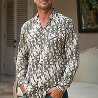 Men's rayon long sleeve shirt, 'Parang Chic'