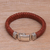 Leather wristband bracelet, 'Tranquil Weave in Orange' - Balinese Sterling Silver and Leather Wristband Bracelet (image 2c) thumbail