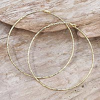 Gold plated sterling silver bangle bracelets, 'Knotted Gold' (pair) - Pair of 18k Gold Plated Sterling Silver Bangle Bracelets