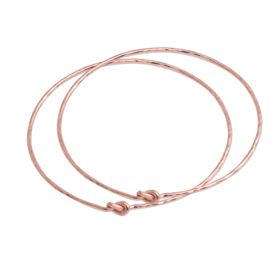 Rose gold plated sterling silver bangle bracelets, 'Knotted Gold' (pair) - Pair of Rose Gold Plated Sterling Silver Bangle Bracelets