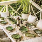 Ceramic serving bowl, 'Banana Vibes' (9 inch) - Handcrafted Green Banana Leaf Ceramic Serving Bowl (9 Inch)