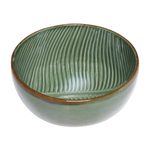 Ceramic serving bowl, 'Banana Vibes' (9 inch) - Handcrafted Green Banana Leaf Ceramic Serving Bowl (9 Inch)