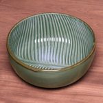 Ceramic serving bowl, 'Banana Vibes' (9 inch) - Handcrafted Green Banana Leaf Ceramic Serving Bowl (9 Inch)