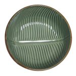 Ceramic serving bowl, 'Banana Vibes' (9 inch) - Handcrafted Green Banana Leaf Ceramic Serving Bowl (9 Inch)