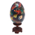 Wood statuette, 'In the Reef' - Hand-Painted Colorful Fish on Black Wood Egg Statuette
