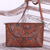 Batik leather sling, 'Floral Reign' - Leather Floral Batik Convertible Sling and Clutch