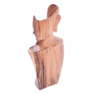 Wood sculpture, 'I'm Listening' - Hand-Carved Fine Art Suar Wood Sculpture from Bali
