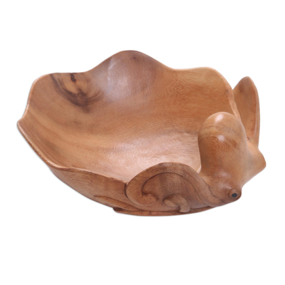 Wood catchall, 'Octopus Trove' - Suar Wood Octopus Catchall from Bali