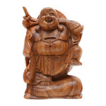 Wood sculpture, 'Traveling Buddha' - Hand-Carved Suar Wood Sculpture of Buddha from Bali