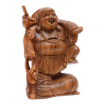 Wood sculpture, 'Traveling Buddha' - Hand-Carved Suar Wood Sculpture of Buddha from Bali