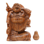 Wood sculpture, 'Traveling Buddha' - Hand-Carved Suar Wood Sculpture of Buddha from Bali
