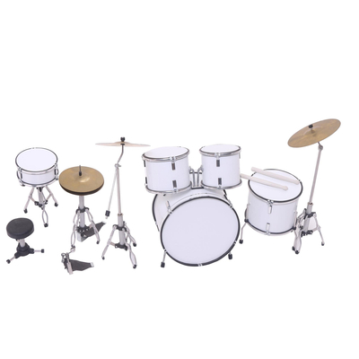 Wood miniature drum set, 'Pure Rhythm' - Wood Miniature Drum Set in White from Java