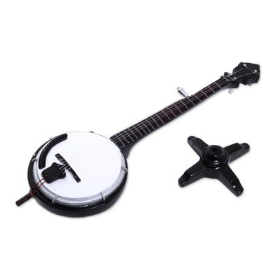 Decorative miniature banjo, 'Banjo' - Handcrafted Decorative Mahogany Miniature Banjo Figurine
