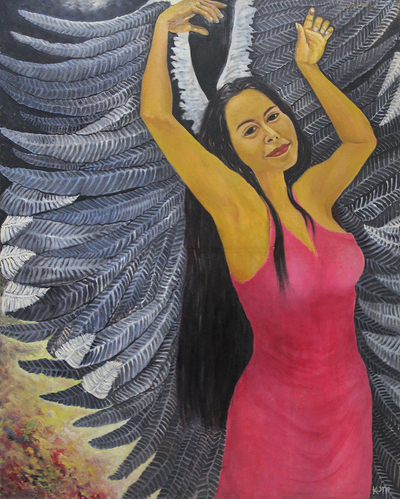 Signed Painting of a Female Angel (2017) from Indonesia