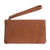 Leather wristlet, 'Cepuk Secret in Brown' - Brown Leather Wristlet with Cepuk Interior with Pocket (image 2a) thumbail