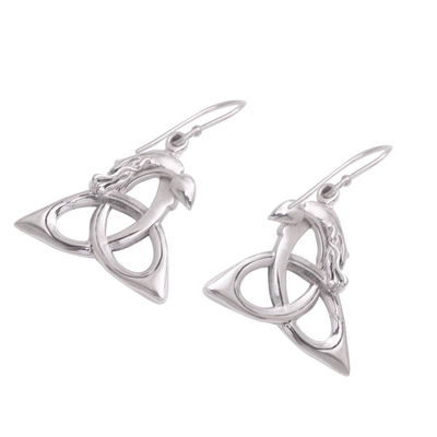 Ohrhänger aus Sterlingsilber - Bali-Ohrringe aus Sterlingsilber mit keltischem Dreifaltigkeitsknoten und Drachen