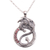 Men's garnet pendant necklace, 'Dragon Flare' - Men's Garnet Dragon Necklace from Bali thumbail