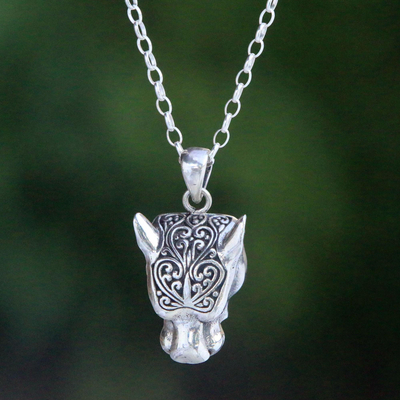 Sterling silver pendant necklace, 'Magnificent Panther' - Handmade Sterling Silver Panther Pendant Necklace