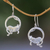 Sterling silver dangle earrings, 'Lounging Panther' - Bali Sterling Silver Lounging Panther Circle Dangle Earrings