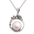 Cultured pearl and garnet pendant necklace, 'Brave Basuki' - Cultured Pearl and Garnet Dragon Necklace from Bali thumbail