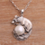 Cultured pearl pendant necklace, 'White Squirrel Orb' - White Cultured Pearl Squirrel Pendant Necklace from Bali (image 2) thumbail