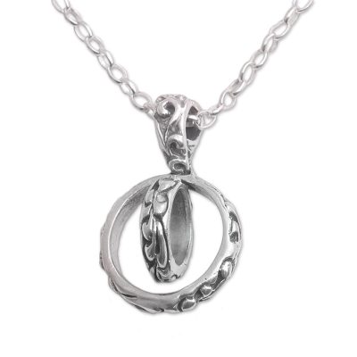 Sterling silver pendant necklace, 'One Soul' - Sterling Silver Ring Pendant Necklace from Bali
