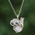 Cultured pearl pendant necklace, 'White Panther Moonlight' - Panther-Themed White Cultured Pearl Necklace from Bali (image 2) thumbail