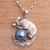 Cultured pearl pendant necklace, 'Blue Squirrel Orb' - Blue Cultured Pearl Pendant Necklace from Bali (image 2b) thumbail