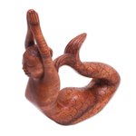 Wood sculpture, 'To the Sky Mermaid' - Suar Wood Sculpture of a Mermaid in a Yoga Pose from Bali