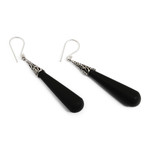 Sterling silver dangle earrings, 'Midnight Drops' - Sterling Silver Lava Stone Midnight Drops Dangle Earrings