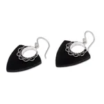 Sterling silver dangle earrings, 'Shooting Arrows' - Shooting Arrows Sterling Silver Lava Stone Dangle Earrings