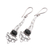 Onyx dangle earrings, 'Midnight Garden Breeze' - Onyx Sterling Silver Floral Motif Scrollwork Dangle Earrings