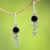 Onyx dangle earrings, 'Malam Dance' - Handcrafted Onyx Sterling Silver Scrollwork Dangle Earrings
