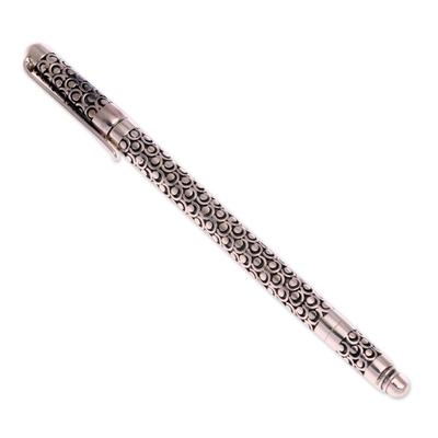 Sterling silver ball-point pen, 'Fortune Suns' - Sterling Silver Horseshoe Motif Black Ink Ball-Point Pen