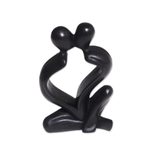 Wood sculpture, 'Timeless Love' - Hand-Carved Black Timeless Love Suar Wood Couple Sculpture
