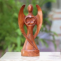 Wood sculpture, 'Baby Guardian'