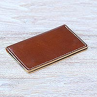 Leather passport wallet, 'Journey Mate in Brown' - Medium Brown Leather Snap Closure Bi-Fold Passport Wallet